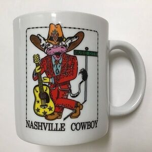 Nashville Tennessee COWboy Coffee Mug Tea Cup Guitar Boots Music City TN Vintage